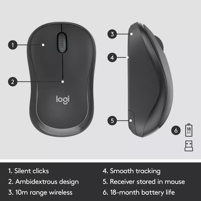 Logitech MK295 Silent Wireless Combo Graphite AZERTY Beļģijas