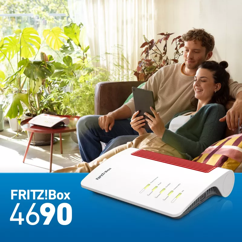 FRITZ!Box 4690 bezvadu maršrutētājs Dual-band (2.4 GHz / 5 GHz) Sarkans, Balts