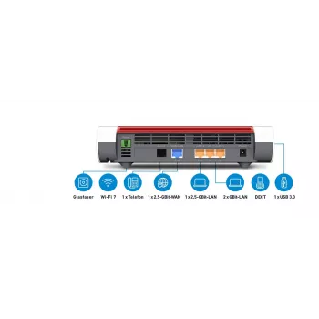 FRITZ!Box 5690 bezvadu maršrutētājs 2.5 Gigabit Ethernet divjoslu (2.4 GHz / 5 GHz) Sarkans, Balts