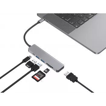 Conceptronic DONN02G USB-C dokstacija 6-in-1 ar HDMI un PD 60W