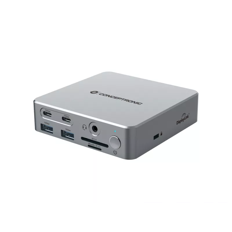 Docking Station Conceptronic DONN25G — 15-in-1 USB 3.2 Gen 2 ar DisplayLink, 4K@60Hz, 100W PD