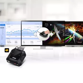 ATEN CS22H 2-Port USB 4K HDMI KVM slēdzis ar tālvadības pulti