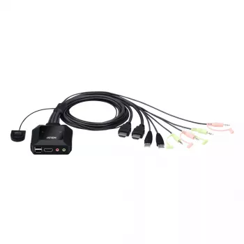 ATEN CS22H 2-Port USB 4K HDMI KVM slēdzis ar tālvadības pulti