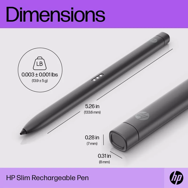 HP Slim Rechargeable Pen Melns ar iebūvētu akumulatoru