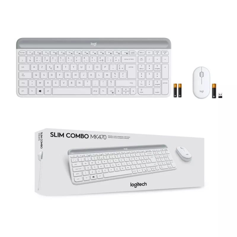Logitech MK470 bezvadu tastatūras un peles komplekts – balts – AZERTY franču