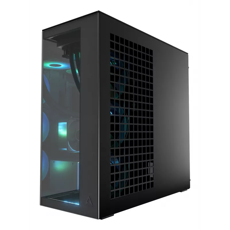 ARCTIC Xtender VG (Mirror Black) Premium E-ATX PC korpuss ar vertikālu GPU montāžu