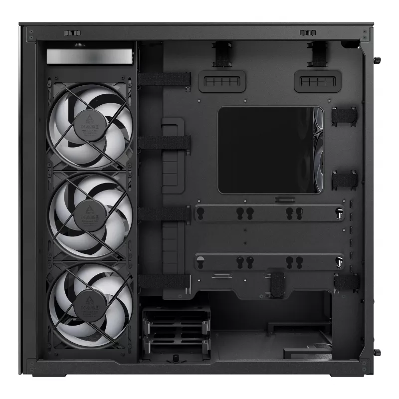 ARCTIC Xtender VG (Mirror Black) Premium E-ATX PC korpuss ar vertikālu GPU montāžu