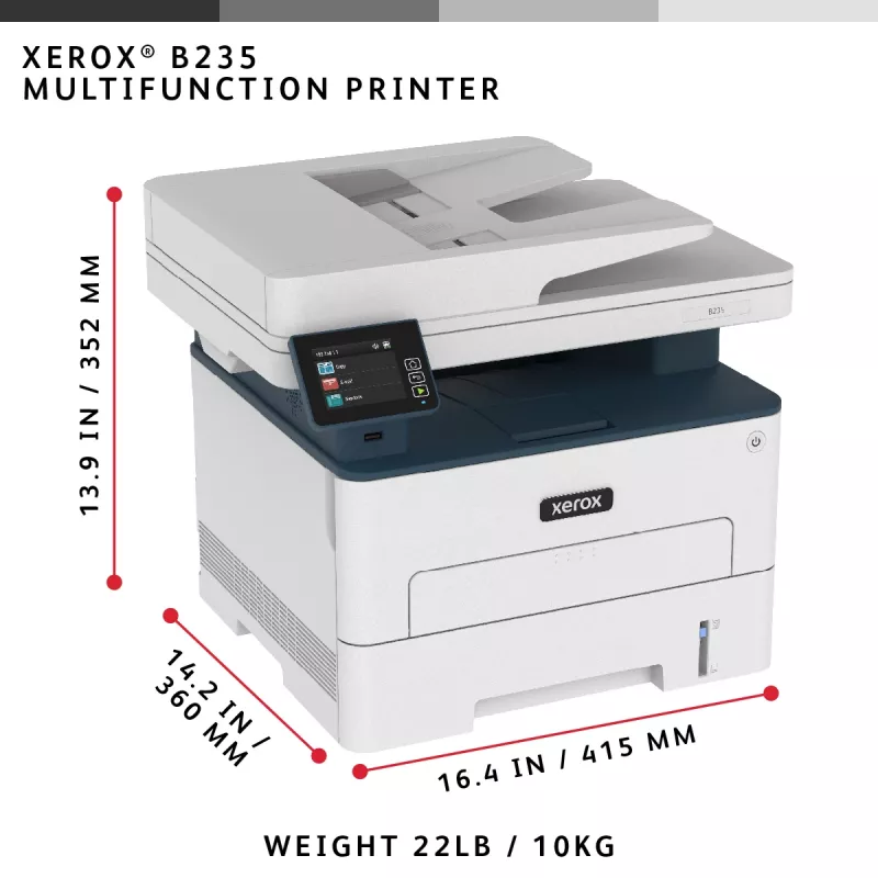 Xerox B235 A4 34ppm Bezvadu Duplekss Kopēšana/Drukāšana/Skenēšana/Fakss PS3 PCL5e/6 ADF 2 Paplātes Kopā 251 Lapa