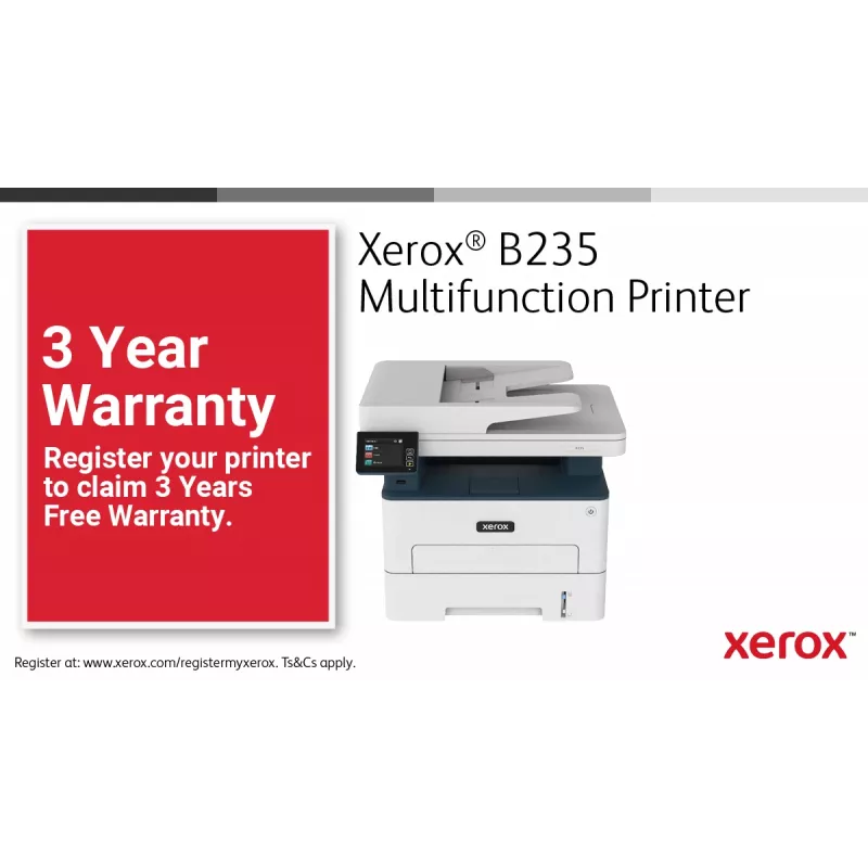 Xerox B235 A4 34ppm Bezvadu Duplekss Kopēšana/Drukāšana/Skenēšana/Fakss PS3 PCL5e/6 ADF 2 Paplātes Kopā 251 Lapa
