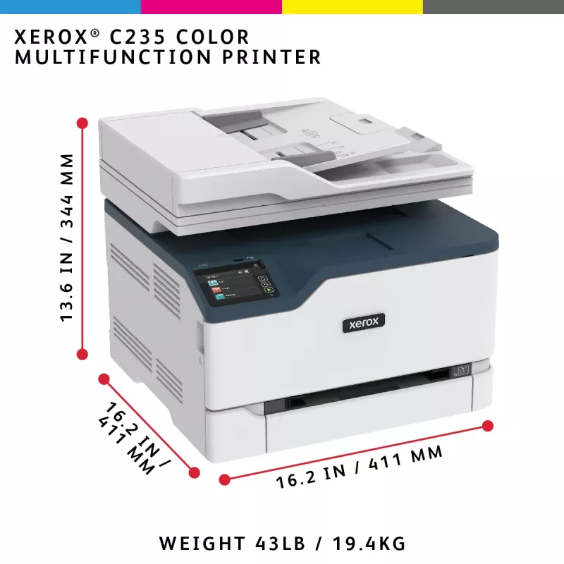 Xerox C235 A4 22ppm bezvadu druka/kopija/skenēšana/fakss PS3 PCL5e/6 ADF 2 paplātes, kopā 251 loksne