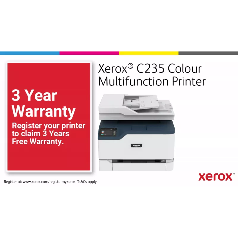 Xerox C235 A4 22ppm bezvadu druka/kopija/skenēšana/fakss PS3 PCL5e/6 ADF 2 paplātes, kopā 251 loksne