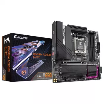Mātesplate GIGABYTE B650M AORUS ELITE - AMD Ryzen 9000 CPU, 12+2+2 fāžu VRM, līdz 8000MHz DDR5, 1xPCIe 5.0 + 1xPCIe 4.0 M.2, 2.5GbE LAN, USB 3.2 Gen 2x2