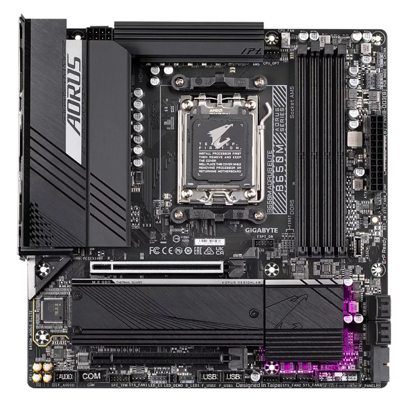 Mātesplate GIGABYTE B650M AORUS ELITE - AMD Ryzen 9000 CPU, 12+2+2 fāžu VRM, līdz 8000MHz DDR5, 1xPCIe 5.0 + 1xPCIe 4.0 M.2, 2.5GbE LAN, USB 3.2 Gen 2x2