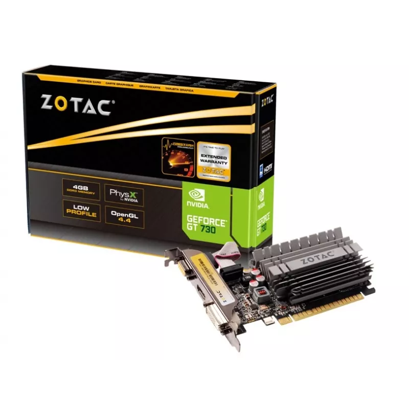 ZOTAC GeForce GT 730 4 GB GDDR3 pasīvi dzesēta videokarte