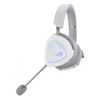ASUS ROG Delta II Bezvadu un vadu spēļu austiņas, 50 mm titāna pārklājuma draiveri, USB Type-C, Bluetooth, balta