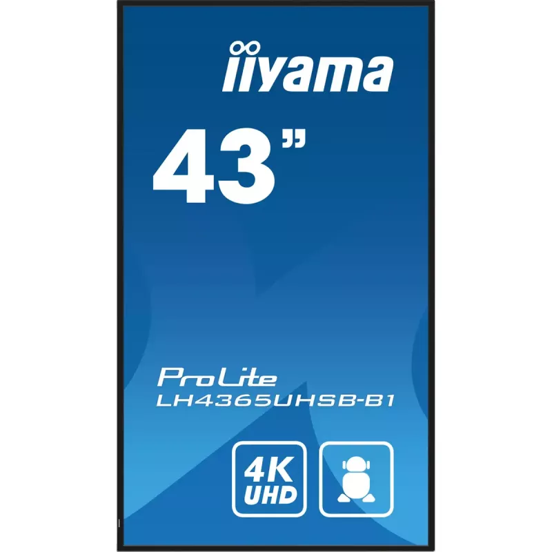 iiyama LH4365UHSB-B1 Signālu displejs Kioska dizains 108 cm (42.5 collas) LED Wi-Fi 800 cd/m² 4K Ultra HD Melns Iebūvēts procesors Android 11 24/7