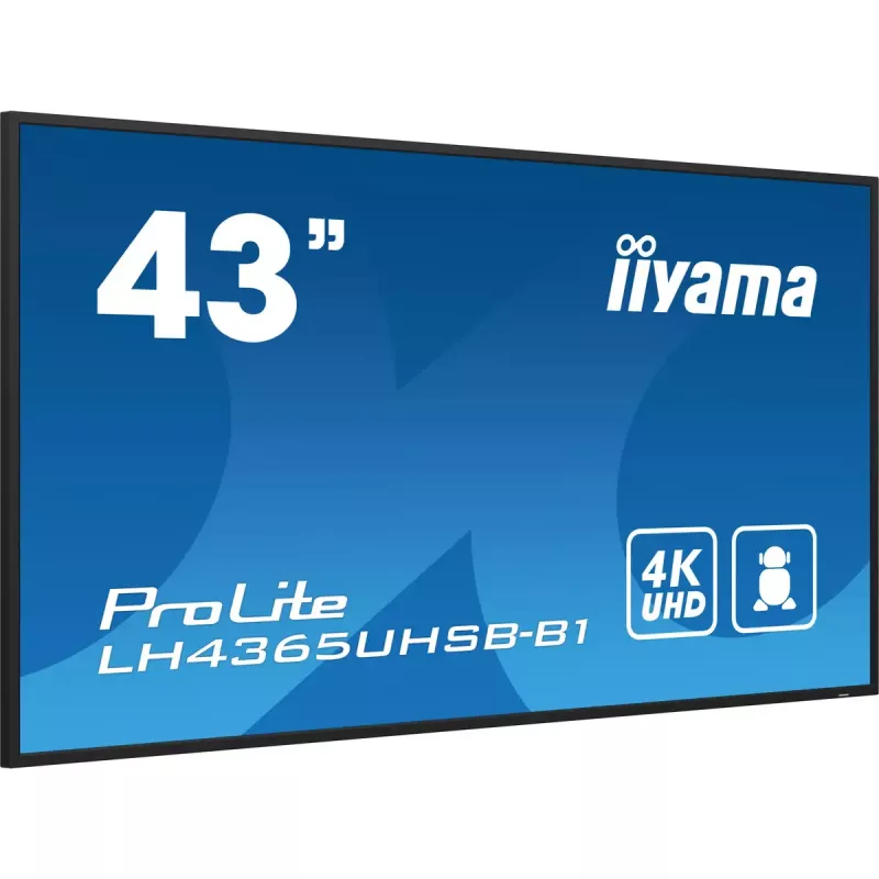 iiyama LH4365UHSB-B1 Signālu displejs Kioska dizains 108 cm (42.5 collas) LED Wi-Fi 800 cd/m² 4K Ultra HD Melns Iebūvēts procesors Android 11 24/7