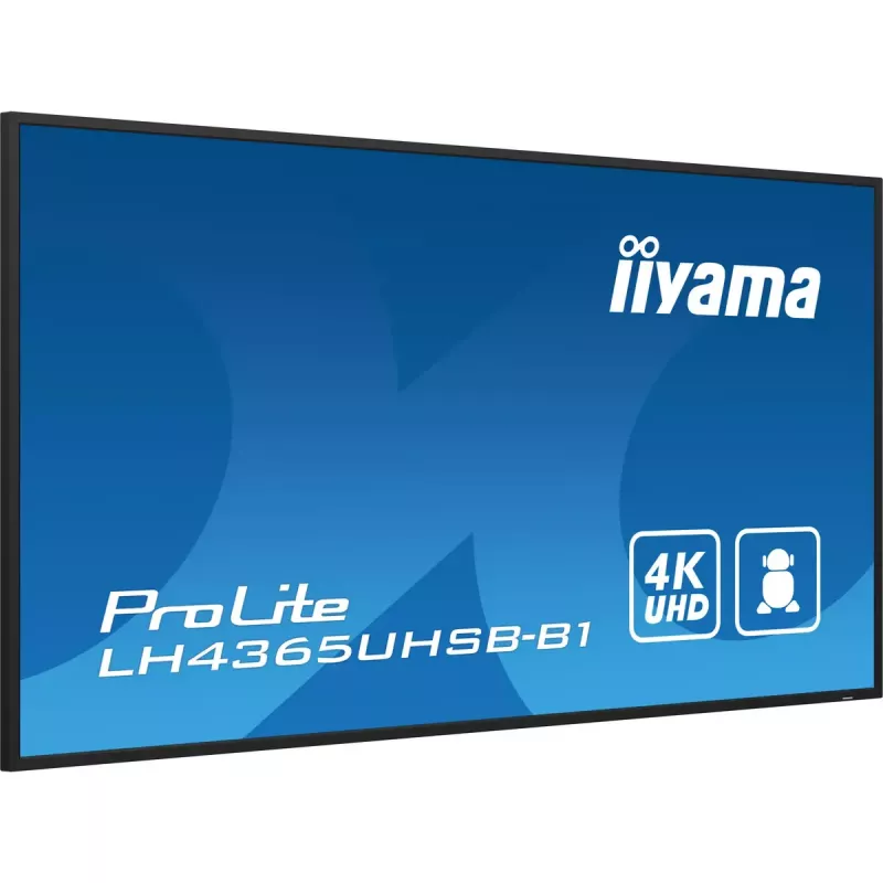 iiyama LH4365UHSB-B1 Signālu displejs Kioska dizains 108 cm (42.5 collas) LED Wi-Fi 800 cd/m² 4K Ultra HD Melns Iebūvēts procesors Android 11 24/7