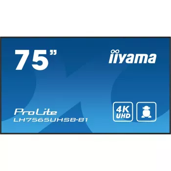 iiyama LH7565UHSB-B1 Signālu displejs Kiosk dizains 189.2 cm (74.5 collas) LED Wi-Fi 800 cd/m² 4K Ultra HD Melns Iebūvēts procesors Android 11 24/7