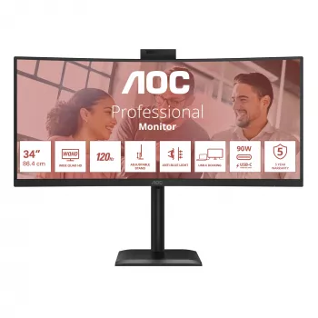 AOC E4 CU34E4CW datora monitors 86.4 cm (34 collas) 3440 x 1440 pikseļi UltraWide Quad HD LED Melns