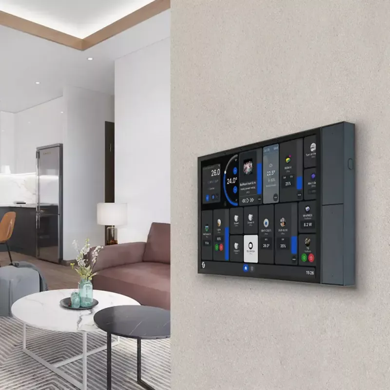 Shelly Wall Display XL viedās mājas vadības panelis, 10,1 collu kapacitatīvs skārienekrāns, 1280x752, 4 kodolu, 2 GB RAM, 16 GB, Android 11, Wi-Fi 6, Bluetooth 5.4, 100-240V, pelēks