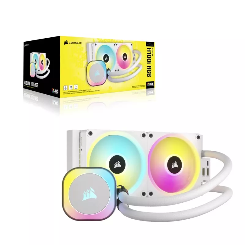 CORSAIR CPU dzesētājs - Icue Link H100I RGB Aio šķidruma dzesētājs - Balts