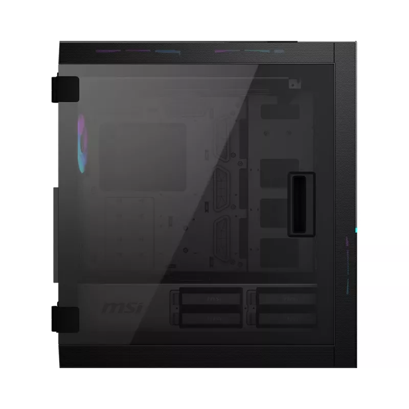 MSI MPG SEKIRA 500X Full Tower datora korpuss melns, 3x 200mm ARGB + 1x 200mm + 1x120mm ARGB ventilatori, Mystic Light Sync, 8 kanālu ARGB centrmezgls, USB Type-C, rūdīta stikla paneļi, E-ATX, ATX, mATX, mini-ITX