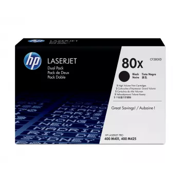 HP 80X 2-paku augstas ražības melns oriģināls LaserJet tonera kasetnes