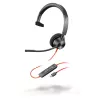 HP Poly Blackwire 3310 Monaurālās austiņas ar USB-C un USB-C/A adapteri