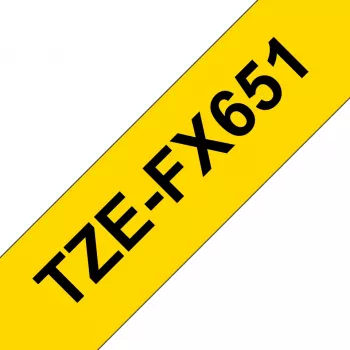 Brother TZE-FX651 lentes kasetne, melns uz dzeltena, TZ