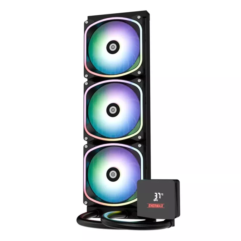 Šķidruma dzesēšanas sistēma ENERMAX Aquafusion II 360 mm, 120 mm ventilatori, 380 W TDP, Melna
