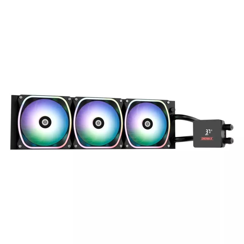 Šķidruma dzesēšanas sistēma ENERMAX Aquafusion II 360 mm, 120 mm ventilatori, 380 W TDP, Melna