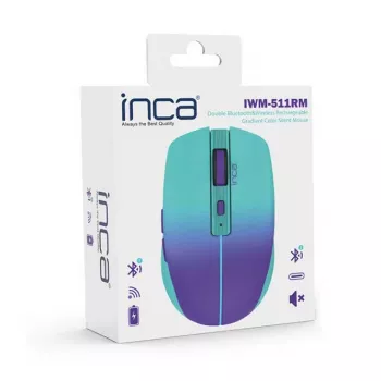INCA IWM-511RM bezvadu pele - RF 2.4 GHz + Bluetooth + USB Type-C - 1600 DPI - 6 pogas - zaļi violeta