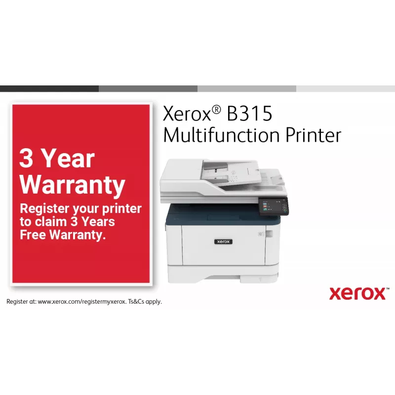 Xerox B315 A4 40ppm Bezvadu Duplekss Kopēt/Drukāt/Skenēt/Fakss PS3 PCL5e/6 2 Paplātes 350 Lapas