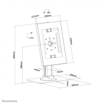 Galda planšetes turētājs Neomounts DS15-650WH1, maksimālais ekrāna izmērs 27.9 cm