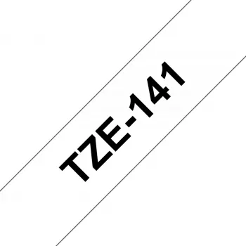 Brother TZE-141 lentes kasetne etiķetēm Melna uz caurspīdīgas
