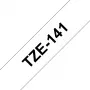 Brother TZE-141 lentes kasetne etiķetēm Melna uz caurspīdīgas