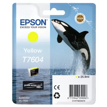 Epson T7604 Yellow oriģinālā tintes kasetne (dzeltena)