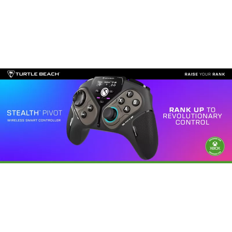 Turtle Beach Stealth Pivot Bezvadu Viedais Spēļu Kontrolieris ar Rotējošiem Moduļiem, Displeja Panelis, Hall-Effect Sviras, Pārprogrammējamas Pogas Windows PC, Xbox Series X/S un Xbox One
