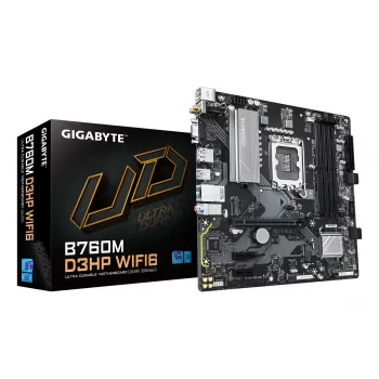 Mātesplate GIGABYTE B760M D3HP WIFI6 – atbalsta Intel Core 14. paaudzes CPU, 4+1+1 fāžu digitālais VRM, līdz 5600MHz DDR5, 2xPCIe 4.0 M.2, Wi-Fi 6, GbE LAN, USB 3.2 Gen1