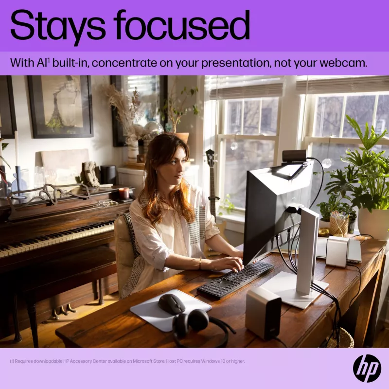 HP 965 4K straumēšanas tīmekļa kamera, 8 MP, 3840 x 2160 pikseļi, Full HD, 60 fps, USB