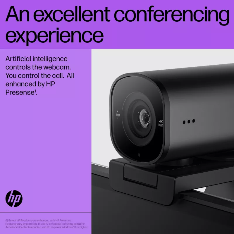 HP 965 4K straumēšanas tīmekļa kamera, 8 MP, 3840 x 2160 pikseļi, Full HD, 60 fps, USB