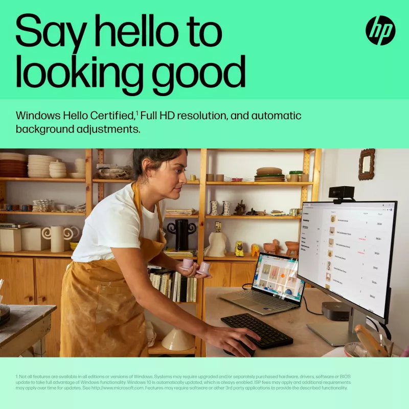 HP 620 FHD tīmekļa kamera, 4 MP, 1920 x 1080 pikseļi, Full HD, 60 fps, 720p, 1080p, 5x