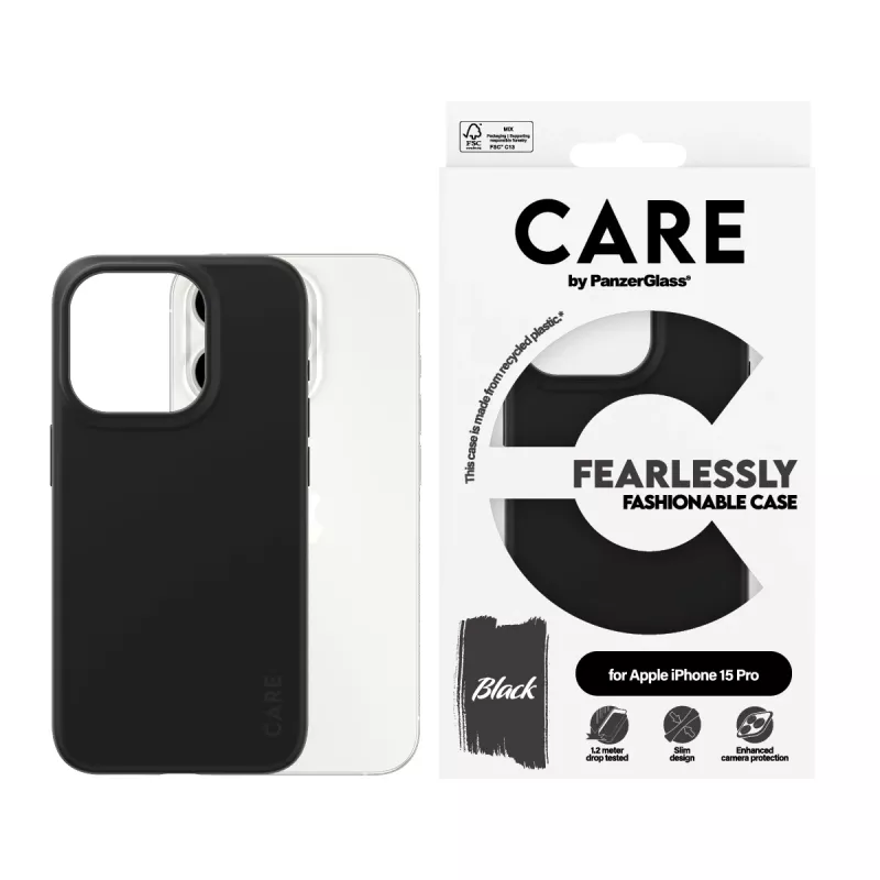 PanzerGlass CARE™ by ® Case Black iPhone 15 Pro, Vāciņš, Apple, Apple - iPhone 15 Pro, Melns