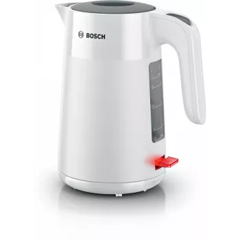 Elektriskā tējkanna Bosch TWK2M161, 1,7 L, 2400 W, balta, plastmasas korpuss, 360° pamatne