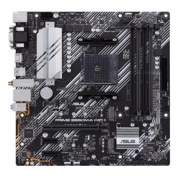 Mātesplate ASUS PRIME B550M-A WIFI II micro ATX — AMD B550, Socket AM4, DDR4, 4 DIMM, Wi‑Fi 6, Bluetooth 5.2, 2x M.2, HDMI 2.1
