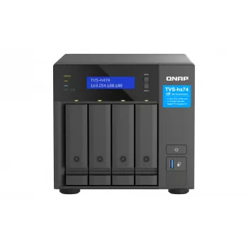 QNAP TVS-H474 NAS tornis Intel® Pentium® G7400 8 GB DDR4 0 TB QuTS hero Melns