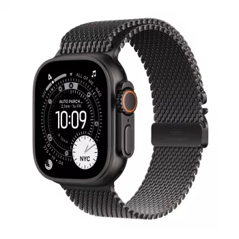 APPLE Watch Ultra 3 GPS + Cellular 49mm melns titāna korpuss ar melnu titāna Milānas cilpu