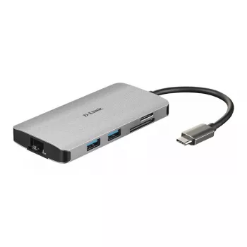 D-Link 8-in-1 USB-C centrmezgls ar HDMI/Ethernet/karšu lasītāju/barošanas padevi