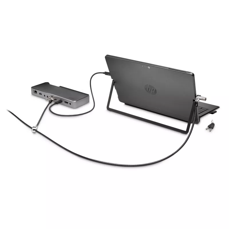 Kensington NanoSaver Keyed Dual Head Laptop Lock, 1.8 m, atslēgas, oglekļa tērauds, melns, nerūsējošais tērauds